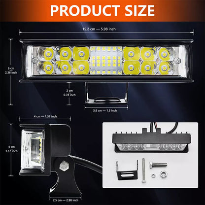 6 Inch Waterproof LED Flood Driving Light Bar Car